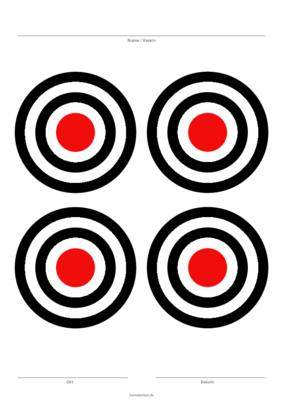 Zielscheiben Rot, Schwarz (4 x 5) 4 lZielscheiben, 5 Ringe, Rot, Schwarz Scheibe im Hochformat. Vorlagen für DIN-A4 oder DIN-A5.