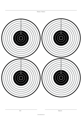 Vereine, Mannschaften: Zielscheiben Schwarz, Weiß (4 x 10). PDF Datei