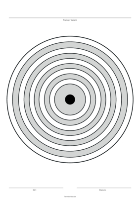 Zielscheibe Schwarz, Grau (Blanko) Zielscheibe Schwarz, Grau und 10 Ringe im Hochformat. Vorlage in der Größe DIN-A4 oder DIN-A5.