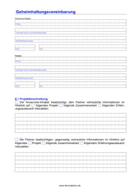 Geheimhaltungsvereinbarung Pdf Vorlage Zum Ausdrucken