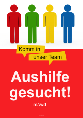 Personal, Bewerber: Plakat Aushilfe gesucht (Grafik). PDF Datei