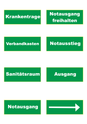 Schilder, Tafeln: Rettungsschilder. PDF Datei