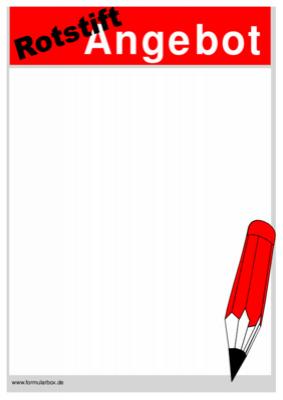 Schild, Poster 'Rotstift Angebot' - Werbeschild, Poster: Rotstift Angebot.