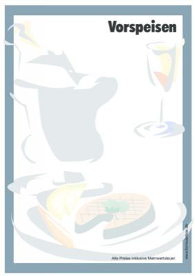 Speisekarten Set, Fisch Das Speisekarten-Set Fisch besteht aus insgesamt 10 Vorlagen. Blanko Speisekarten zum Ausdrucken.