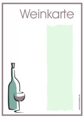 Speisekarte Weinkarte - Blanko Weinkarte im Hochformat. Farben: Grün, Braun