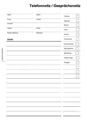 Telefonnotiz, GespraÌˆchsnotiz - Vordruck Notiz, Telefonnotiz, GespraÌˆchsnotiz im Hochformat. Standard-Design