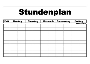 Stundenplan, Tabelle - Stundenplan Vorlage für die Schule im Querformat.