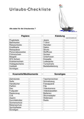 Urlaubscheckliste - Urlaubscheckliste: Haben Sie auch nichts für Ihren Traumurlaub vergessen?