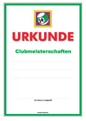 Urkunden Sportarten: Urkunde Billard, Clubmeisterschaften 1. PDF Datei