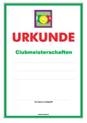 Urkunden Sportarten: Urkunde Billard, Clubmeisterschaften 2. PDF Datei