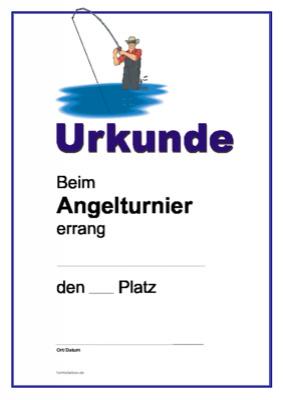 Urkunden Sportarten: Urkunde Angeln, Turnier. PDF Datei