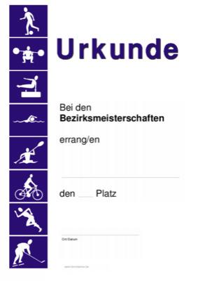 Urkunde Bezirksmeisterschaften - Urkunde für Bezirksmeisterschaften.