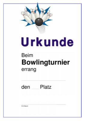 Urkunden Sportarten: Urkunde Bowling, Strike. PDF Datei