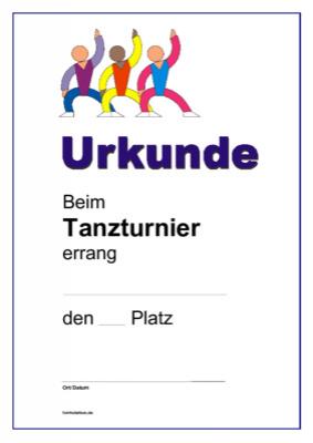 Urkunden Sportarten: Urkunde Tanzturnier, Gruppe. PDF Datei