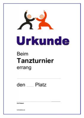 Urkunden Sportarten: Urkunde Tanzturnier, Paar. PDF Datei