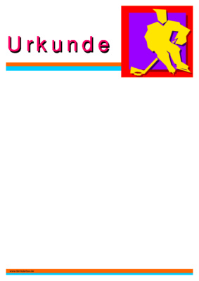 Urkunde Eishokey - Blanko Urkunde, modernes Design mit Eishockey Pictogram.