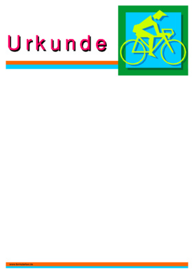 Urkunde Radsport - Blanko Urkunde, modernes Design mit Radsport Pictogram.