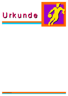 Urkunde Handball - Blanko Urkunde, modernes Design mit Handball Pictogram.