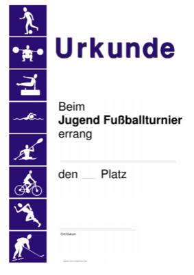 Urkunden Sportarten: Urkunde Fußball Jugend Fußballturnier. PDF Datei