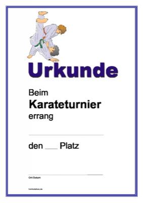 Urkunde Karate, Turnier Karate-Urkunde, Siegerurkunde, Urkunde für ein Karateturnier.