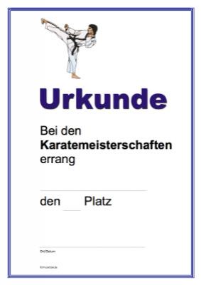 Urkunden Sportarten: Urkunde Karate, Meisterschaften. PDF Datei