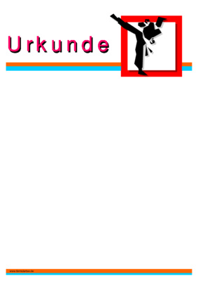 Urkunde Kickboxen - Blanko Urkunde, modernes Design mit Kick-Boxen Pictogram.