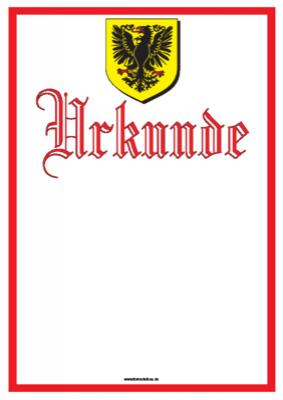 Klassische Urkunde, Wappen Adler - Blanko Urkunde, Urkundenpapier mit weißem Hintergrund und Wappen Adler.