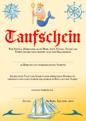 Urkunden Ehrung: Urkunde Taufschein mit Text, Gold. PDF Datei
