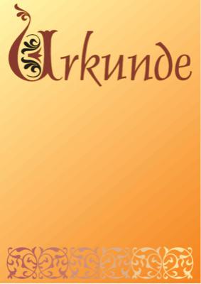 Klassische Urkunde, Bordüre unten (Gold) Blanko-Urkunde, Hintergrund mit Farbverlauf als Hintergrund und goldenen Ornamenten.