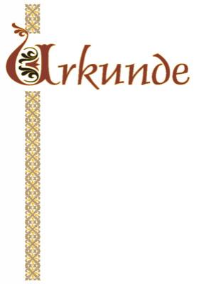 Klassische Urkunde, Bordüre links (Weiß) Blanko-Urkunde, klassisches Motiv mit braunen Ornamenten und weißem Hintergrund.