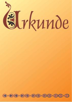 Klassische Urkunde, Ornamente unten (Gold) Blanko-Urkunde mit Farbverlauf als Hintergrund und brauner Bordüre.