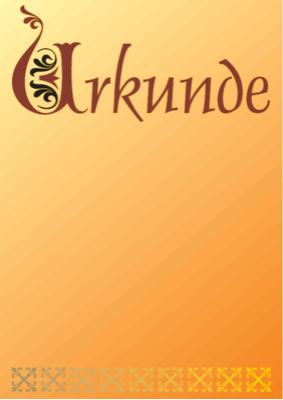 Klassische Urkunde, Bordüre schmal (Gold) Blanko-Urkunde, Hintergrund mit Farbverlauf und goldener Bordüre.