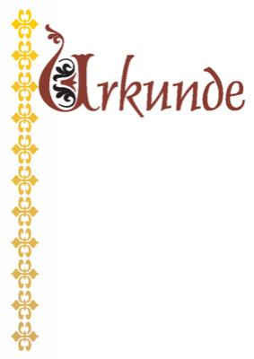 Urkunden Blanko: Klassische Urkunde, Ornamente links (Weiß). PDF Datei