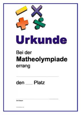 Urkunde Matheolympiade - Sieger-Urkunde für eine Matheolympiade.