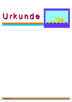 Urkunde Schwimmsport - Blanko Urkunde, modernes Design mit Scheimmsport Pictogram.