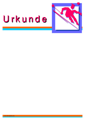 Urkunde Skisport - Blanko Urkunde, modernes Design mit Skisport Pictogram.