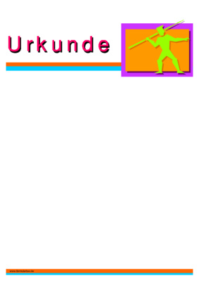 Urkunde Speerwerfen - Blanko Urkunde, modernes Design mit Speerwerfen Pictogram.