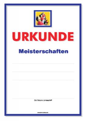 Urkunde Tischfußball, Meisterschaften - Blanko Urkunde für Tischfussball Meisterschaften, Kicker.