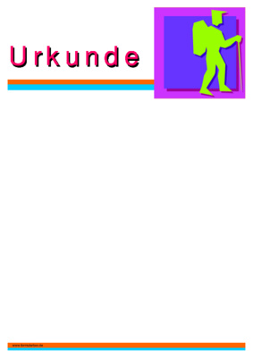 Urkunde Wandern - Blanko Urkunde, modernes Design mit Wandern Pictogram.