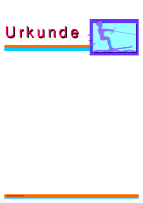 Urkunde Wasserski - Blanko Urkunde, modernes Design mit Wasserski Pictogram.