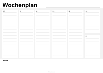 Organisieren, Planen: Wochenplan, Notizen (Montag bis Sonntag) 1. PDF Datei