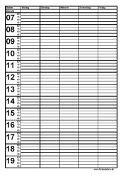 Organisieren, Planen: Wochenplaner (Montag bis Freitag). PDF Datei