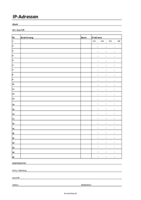 Computer, Technik: IP-Adressen Liste (Excel). XLSX Datei