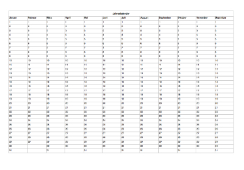 Jahreskalender (Excel) - Excel-Tabelle Jahreskalender. Die Tabelle ist für alle Jahre geeignet.