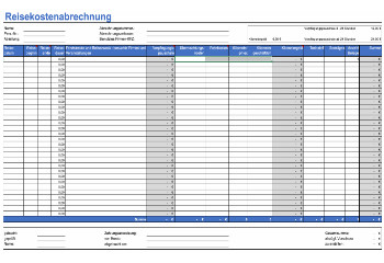 Excel-Tabelle Reisekosten. Arbeitshilfe zur einfachen Abrechnung von Kilometer-Geld, Reisekosten und Verpflegungen. Reisekostenabrechnung (Excel) als XLS Datei