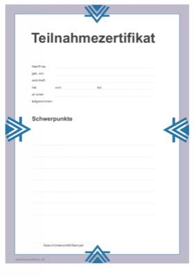 Teilnahmezertifikat - Zertifikat für die Teilnahme an Qualifizierungen, Schulungen, Workshops, Trainings.