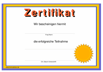 Diplome, Zertifikate: Zertifikat für Teilnahme 1. PDF Datei