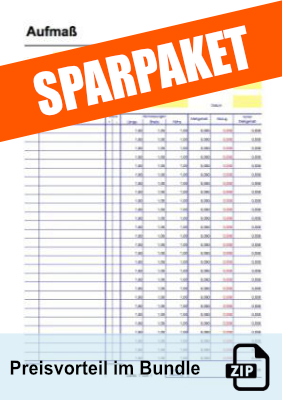 Gewerbe, Geschäft: Aufmaß, Aufmaßskizze (Excel), Sparpaket. ZIP Datei