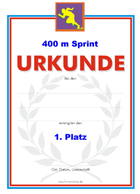 Urkunde 400 m Sprint 