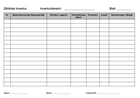 Inventurliste, Querformat (Word)